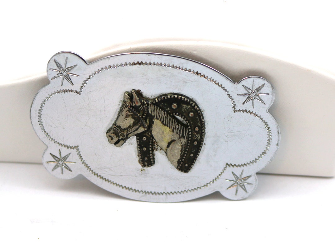 Silver Tone Horse Design Belt Buckle Horseshoe Equine Lovers  display picture 2