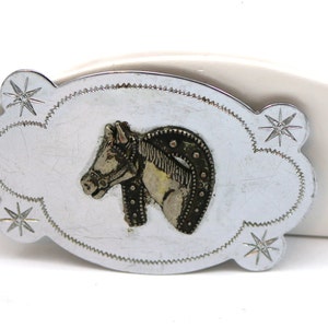 Silber Ton Pferd Design Gürtel schnalle Hufeisen Pferde Liebhaber Vintage Western tragen Tooled Design Geschenk Idee westlichen Mann Unisex