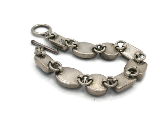 Mexico 925 Sterling Silver Black Onyx Stone Inlay Link