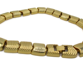 Gold Ton Choker Halskette Chunky Style Designer Unsigned Vintage Kostüm Schmuck 19 Zoll lang