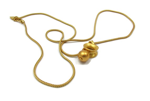 Anne Klein Gold Tone Necklace Gold Extra Long Chain 32 Inches Designer Signed Vintage Costume Jewelry Snake Chain Couture Gift Ideas