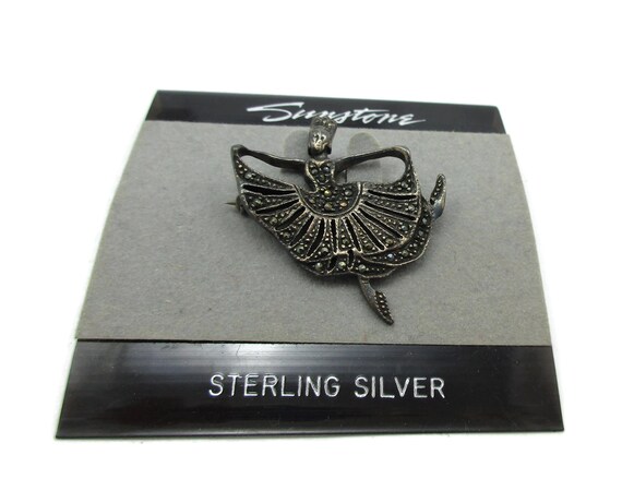 925 Sterling Silver Spanish Dancer Ballerina Marcasite Brooch
