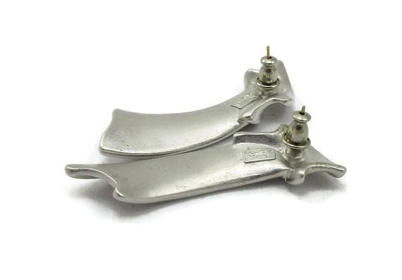 YSL Yves Saint Laurent Satin Silver Earrings Pos… - image 4