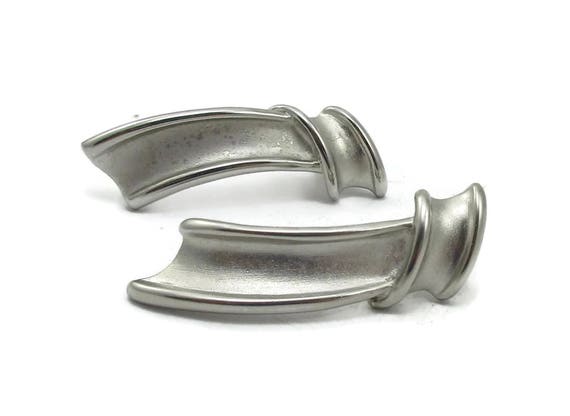 YSL Yves Saint Laurent Satin Silver Earrings Pos… - image 3