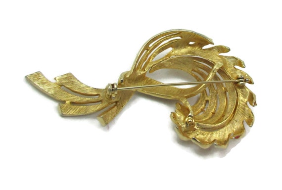 Gold Tone Flower Pin Brooch Abstract 1980s Brushe… - image 2