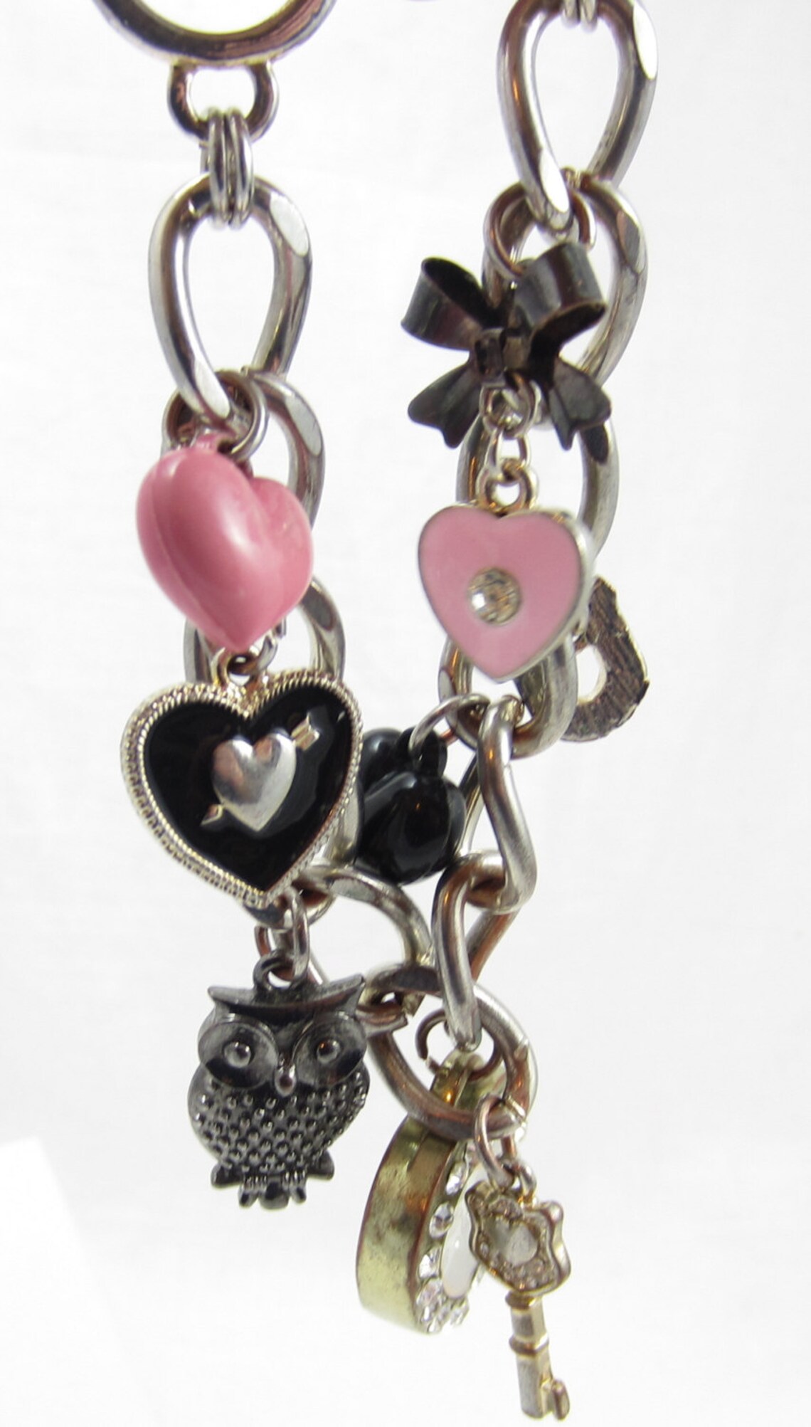 Figaro Couture charm bracelet / silver charm bracelet/ signed Etsy