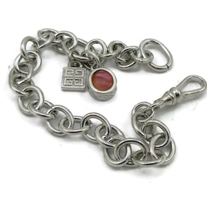 GIVENCHY Silver Charm Bracelet G Logo 7 Inches 1980s NOS Gift Idea  Vintage Estate Costume Jewelry Modernist