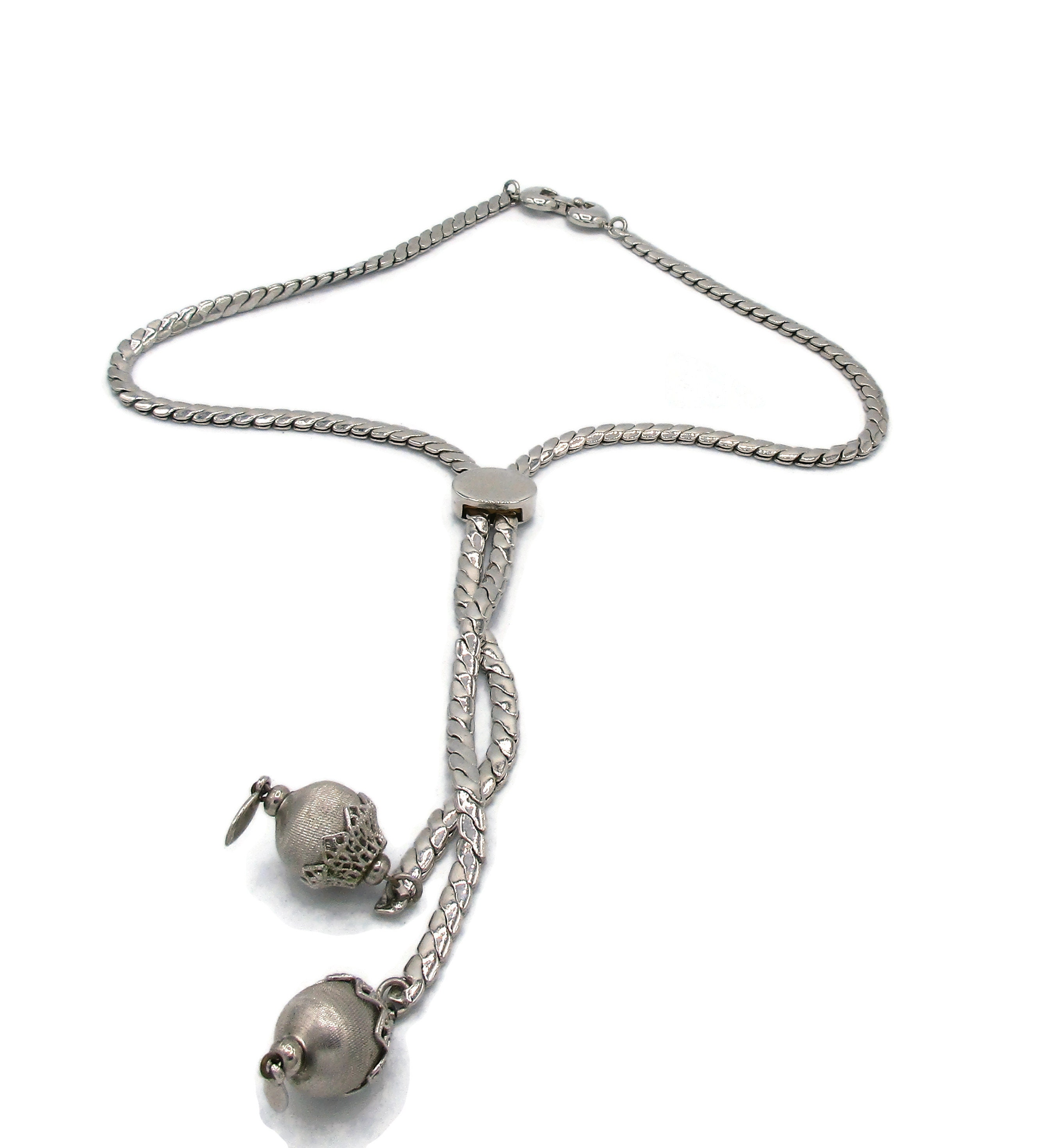 Vintage MONET Silver Necklace 24 Long 