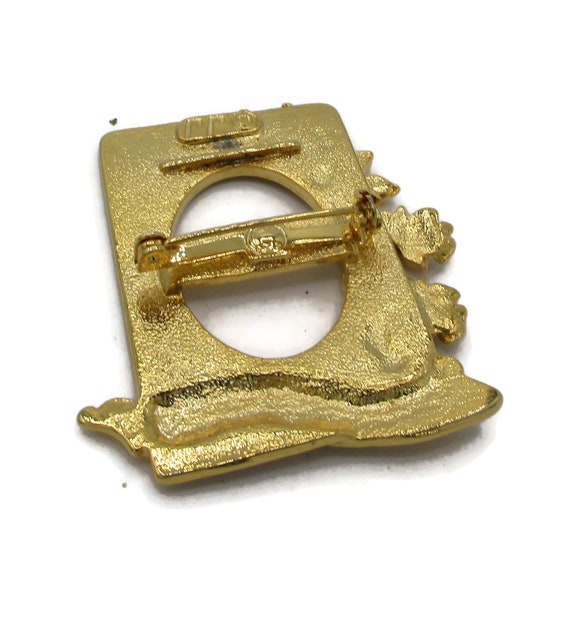 JJ Jonette Grandma  Picture Frame Pin Brooch Gold… - image 2