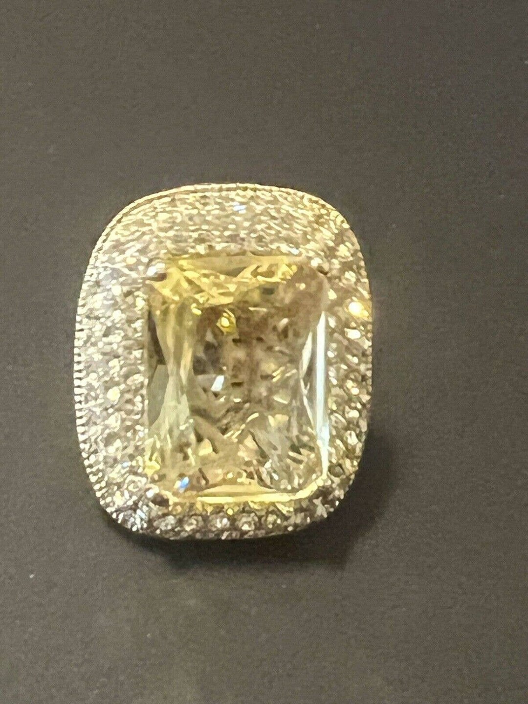 Joan Boyce Rock Your Ring Rectangular Jonquil Stone Pave Frame Ring