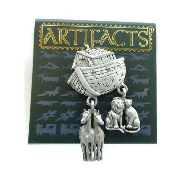 JJ Pewter Noahs Ark Arc Metal Brooch Pin Lapel Dan