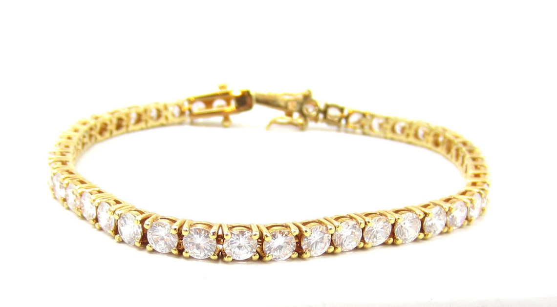 PD Signed Rhinestone Tennis Bracelet Clasp Single Row 8 Inches Etsy