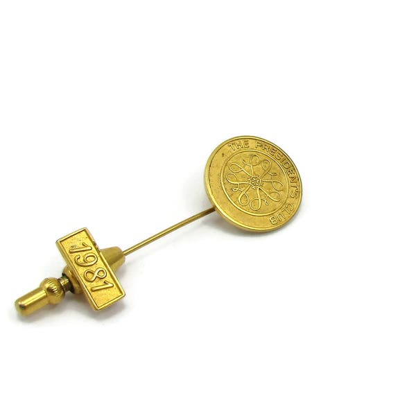 Avon Gold Stick Pin 1981 President Club Vintage Costume Jewelry Holiday Gift Ideas Designer Signed Shawl Scarf Pin Clip