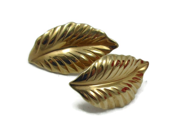 Lois Ferard Paris Earrings Gold Tone Leaf Design … - image 1