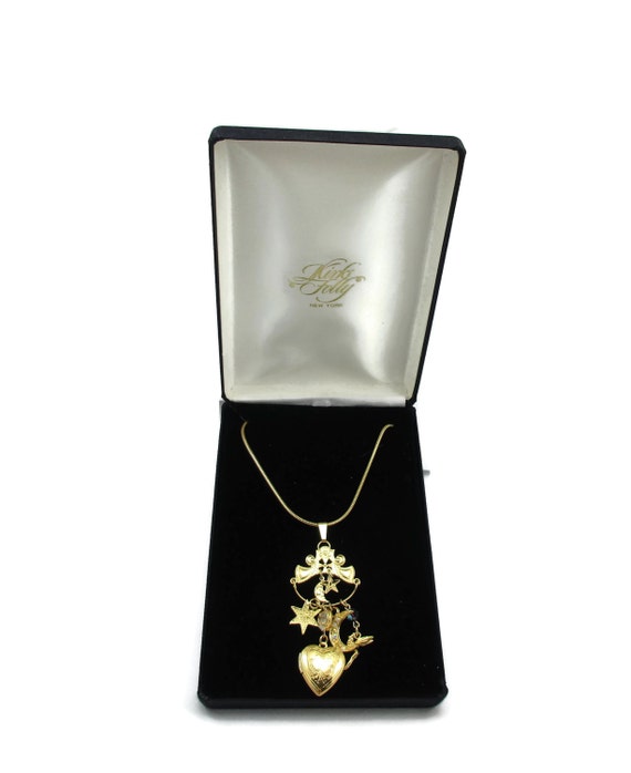 KIRKS FOLLY Gold Tone Necklace Charm Golder Heart… - image 1