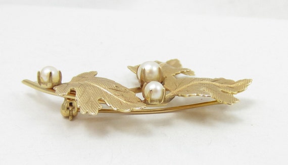 Signed Designer Carl Art 14K Gold Pearl 1960s Bro… - image 4