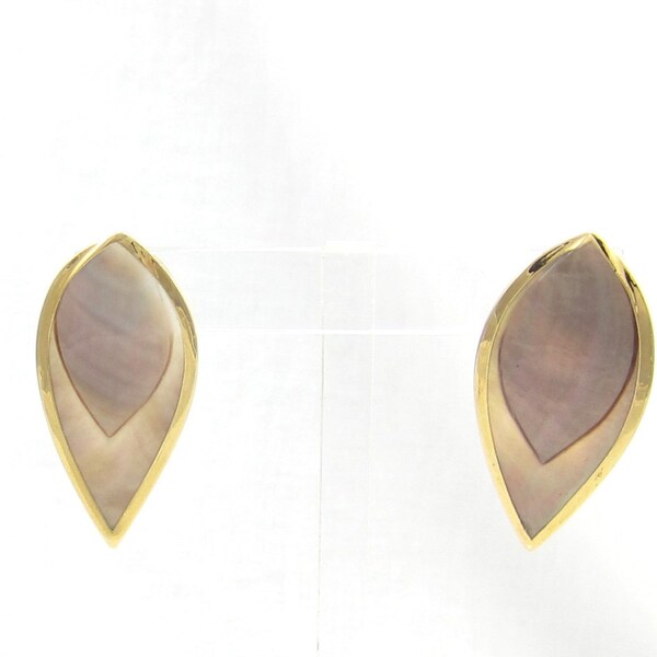 Shell abalone gold dipped dangle earrings/ tan opalescent earrings/ teardrop earrings/ dangle earrings/ shell gold dipped estate vintage