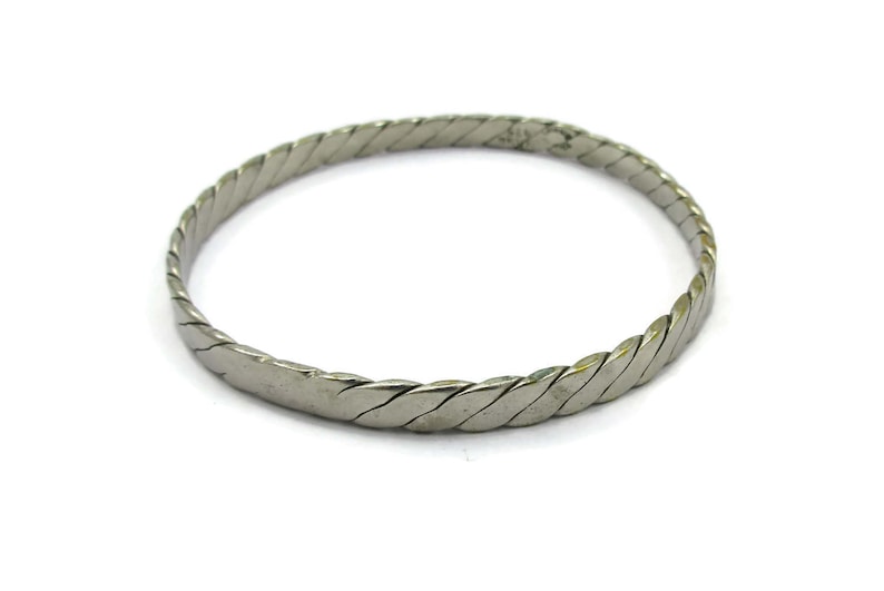 Taxco Sterling Silver Bangle Bracelet 925 Twisted Signed Mexico 925 Vintage Simple Tribal Wavy Mexican Silver Bracelet Boho