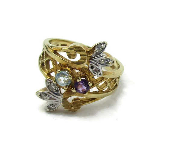 10K 10 KT Gold Ring Mothers Ring Ring Size 5 Birt… - image 3