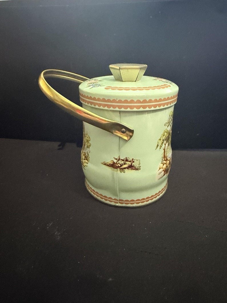 Vintage Murray Allen Company Pastoral Tin With Lid Handle Made in England image 6