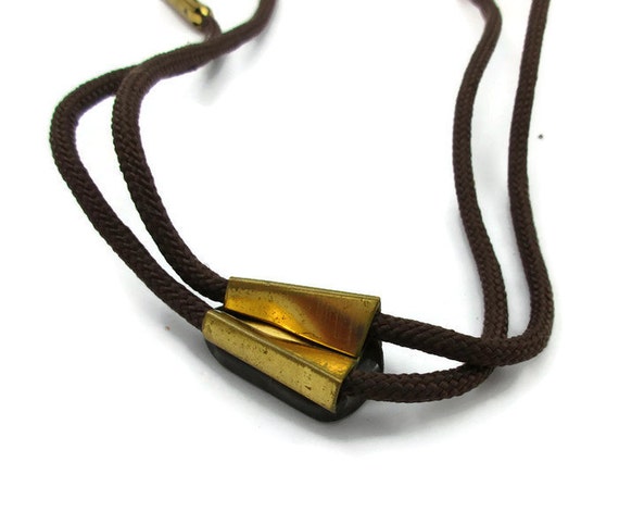 Brown Cord Bolo Tie Dark Brown Agate Stone Wester… - image 3