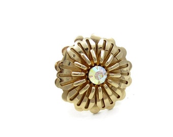 Gold Tone Rhinestone Round Scarf Clip Designer Scarf Holder Shawl Pin Sweater Vintage Costume Jewelry Accessories Gift Ideas Christmas