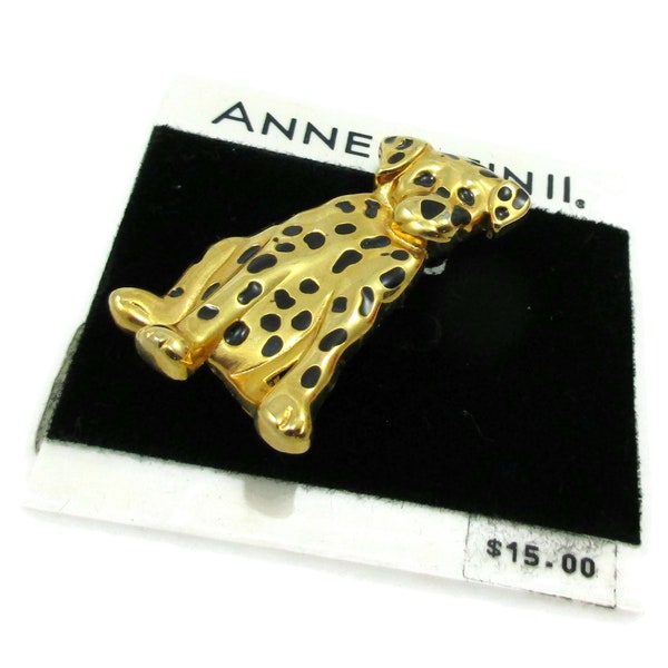 Signed AK Anne Klein Gold Tone Dog Brooch Dalmatian Pin Designer Signed Design Vintage Estate Jewelry Gift Ideas Shawl Scarf Pin