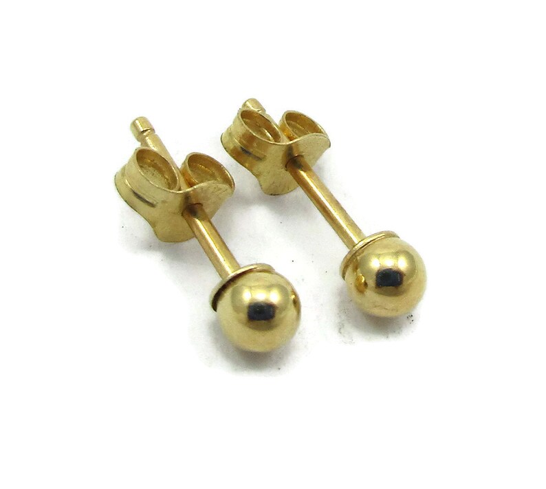 14KT 14K Small Gold Ball Post Earrings Design Post Earrings Etsy