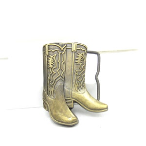 Western Brass Belt Buckle Boots Design Cowboy Cowgirl Rodeo Unisex Gift Idea Jean Fashion Wear Vintage NOS 1970 Accessory Western Wear