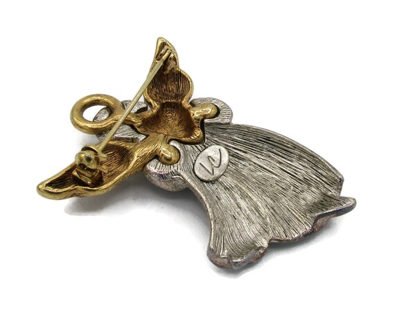 Liz Claiborne Angel Pin Holding Heart Two Tone Br… - image 2