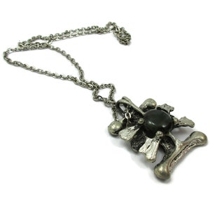 Brutalist Pendant Necklace Lariat Tribal Ethnic Design 1990s Mid Century Brutalist Mod Design Industrial Statement Jewelry