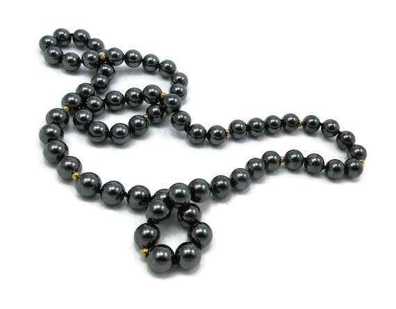 Grey Glass Bead Necklace Faceted Beads 22 Inches … - image 2
