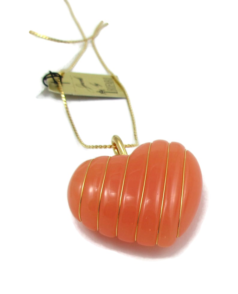 Crown TRIFARI Salmon Lucite Earrings Necklace Bracelet Set NOS Modernist Design Designer Signed Vintage Costume Jewelry Gift Ideas Paula