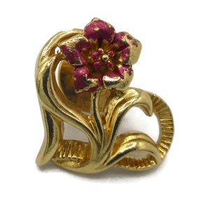 Avon Esmalte Flor Tono Oro Pin Broche Corbata Tac Pequeña Solapa Chal Suéter Bufanda Joyería Vintage Bisutería Bisutería