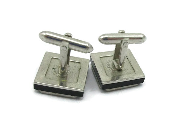 SWANK Silver Tone Cufflinks Monogram Letter Scrip… - image 2