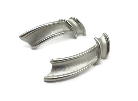 YSL Yves Saint Laurent  Satin Silver Earrings Pos… - image 1