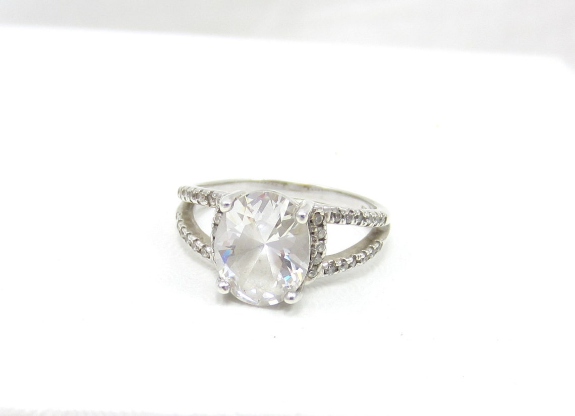 Sterling Silver 925 Oval Ring Cubic Zirconia Signed IBB 925 CZ - Etsy