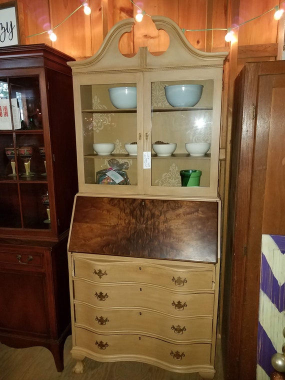 Georgian Style Serpentine Secretary Desk Etsy