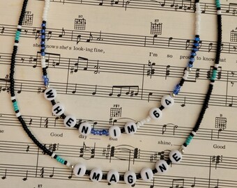 Beatles Song Title Beaded Necklace: 'When I'm 64' or 'Imagine'
