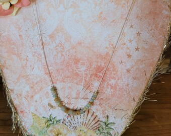 Handmade Amazonite Bead Necklace: Sterling Silver Chain, Aqua Cream Dainty Jewelry