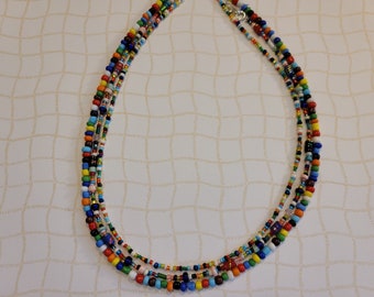 Primary Color Beaded Necklace: Seed Bead Layering Necklace