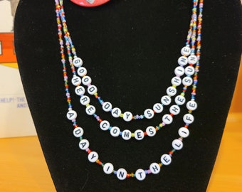 Beatles Song Title Beaded Necklace: 60s Music Jewelry