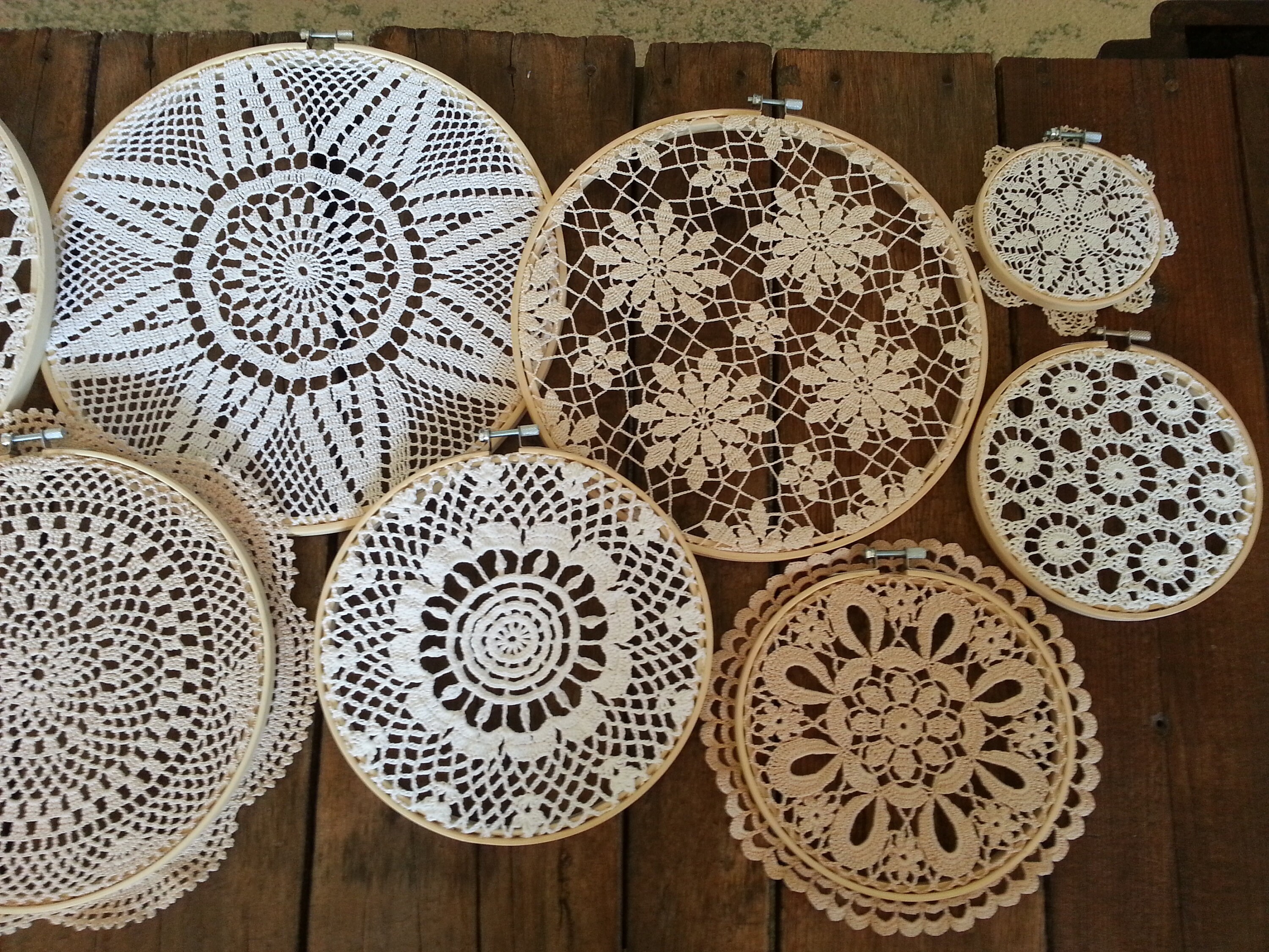 Vintage Doilies in Embroidery Hoops Doily Wall Hanging Boho Etsy