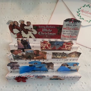 White Christmas Movie Pop Up Card, Fan Folded Holiday Card, Holiday Movie 'White Christmas' image 2