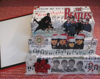 Beatles Christmas Pop Up Card: Handmade Holiday Decor, Personalized Option