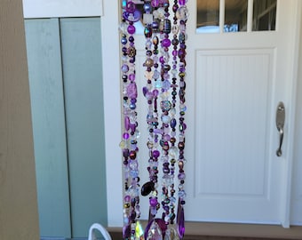 Custom Glass Bead Suncatcher: Vintage Flower Frog, Teardrop Crystals