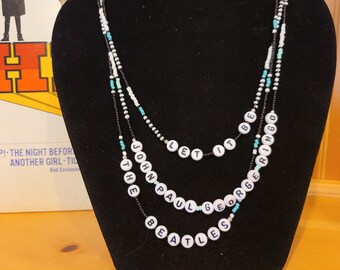 Beaded Beatles Necklace: Custom Song Title Jewelry