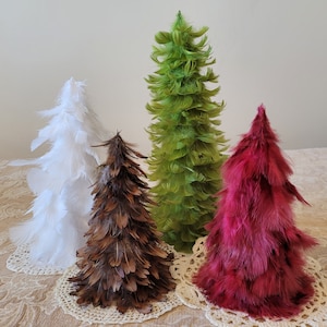 Handmade Feather Trees, Holiday Feather Trees, Made to Order, Xmas trees of feathers