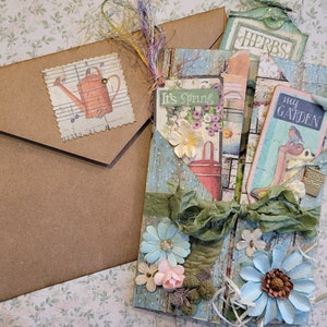 Carte de poche sur le thème du jardin, carte shaker, carte de jardinage avec pochettes et étiquettes, carte d'amoureux de la nature, carte multi-plis