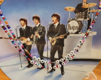 Beatles Song Title Beaded Necklace: Music Inspired Jewelry, Come Together or Day Tripper